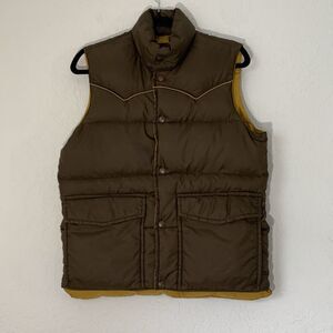 Vtg 80s Down Designs Puffer Vest‎ Brown Snap XS Feathers Kmart Gorpcore Outdoor